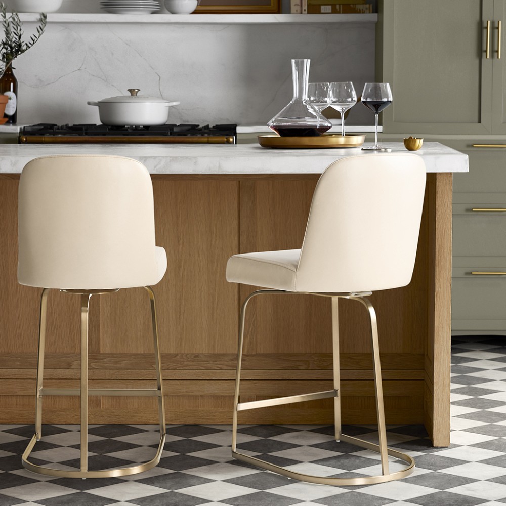 Bradley Upholstered Curved Back Swivel Counter Stool by Williams Sonoma Home