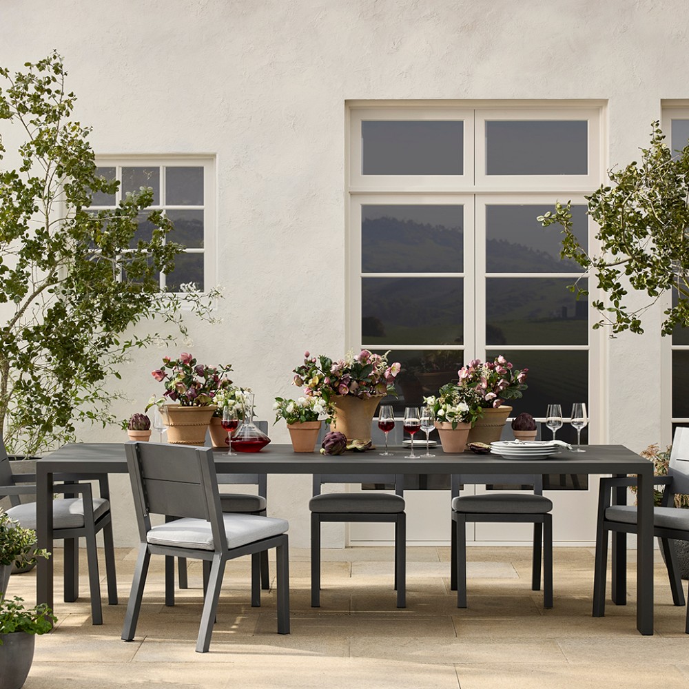 Larnaca Outdoor Slate Grey Metal Dining Table (94"-108") by Williams Sonoma Home