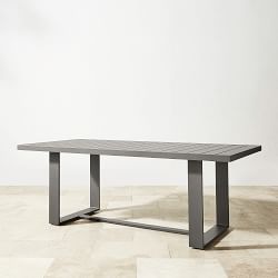 Santa Barbara Slate Outdoor Metal Dining Table (84"-124") &amp; Dining Chairs