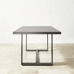 Santa Barbara Slate Outdoor Metal Dining Table (84"-124") &amp; Dining Chairs
