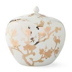 OPEN BOX: OPEN BOX White and Gold Ginger Jars, Small