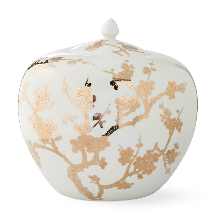 White and Gold Decorative Ginger Jar-Williams Sonoma|45078