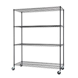 TRINITY® Garage 4-Tier 60"x24"x77" Wire Shelving with Wheels