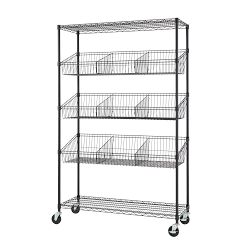 TRINITY® Garage 5-Tier Wire Shelving Rack with Baskets & Dividers