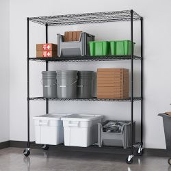 TRINITY® Home 4-Tier Wire Shelving with Wheels