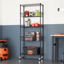 TRINITY® Home 5-Tier NSF Wire Shelving with Baskets &amp; Wheels