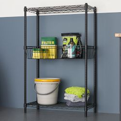 TRINITY® Home 5-Tier NSF Wire Shelving with Baskets &amp; Wheels