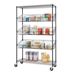 TRINITY® Home 5-Tier Wire Shelving Rack with Baskets &amp; Dividers