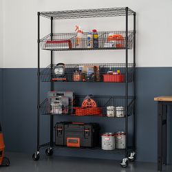TRINITY® Home 5-Tier Wire Shelving Rack with Baskets &amp; Dividers