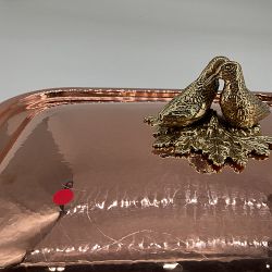 OPEN BOX: Ruffoni Historia Hammered Copper Rectangle Roasting Pan with Lovebirds Knob