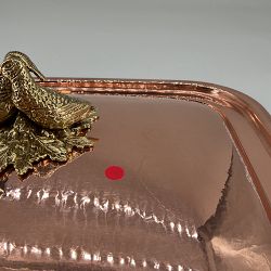 OPEN BOX: Ruffoni Historia Hammered Copper Rectangle Roasting Pan with Lovebirds Knob