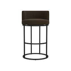OPEN BOX: Verona Swivel Bar Stool, Standard, Performance Velvet, Chocolate, Bronze