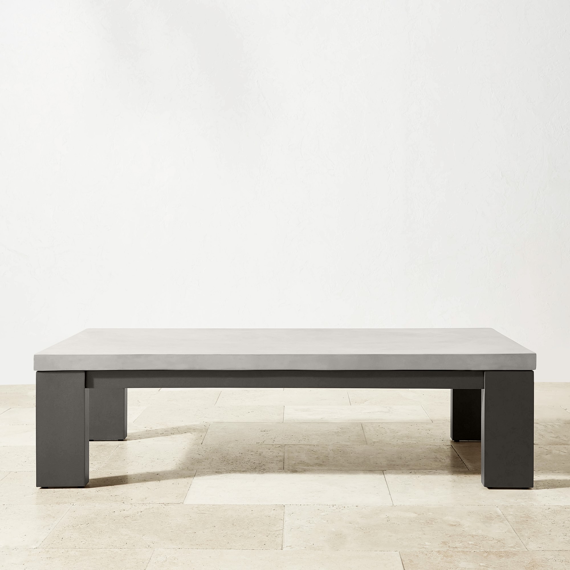 Larnaca Outdoor Slate Grey Metal Fiberstone Coffee Table (60″) Sansujyuku sansujyuku.com