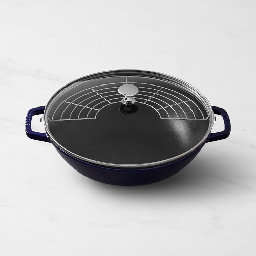 Staub Enameled Cast Iron Perfect Pan Wok, 4 1/2-Qt., Sapphire
