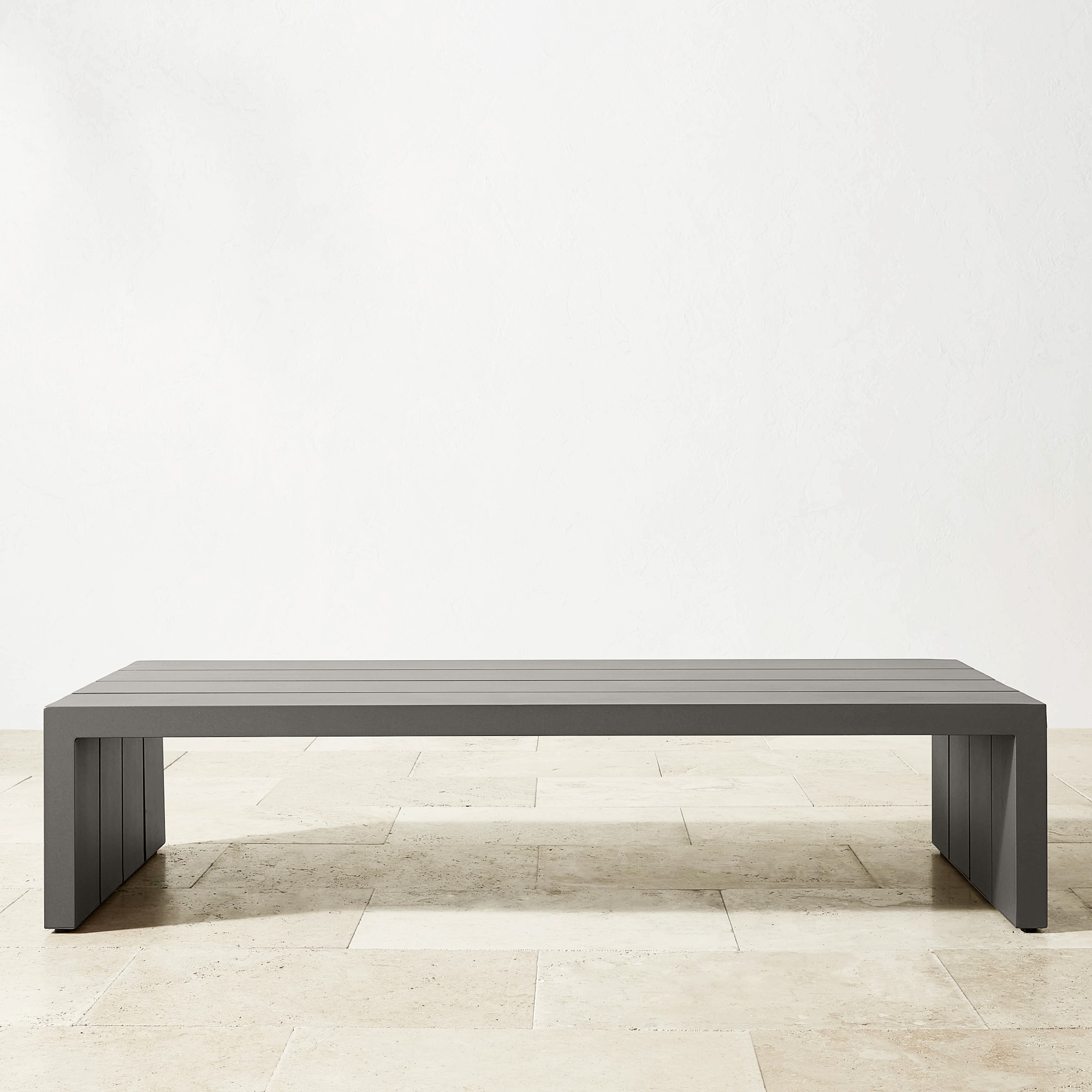 Larnaca Outdoor Slate Grey Metal Coffee Table (63″) Sansujyuku sansujyuku.com