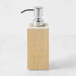 OPEN BOX: Maranello, Beige/White, Soap Pump, Square Straight, Abaca/Resin.