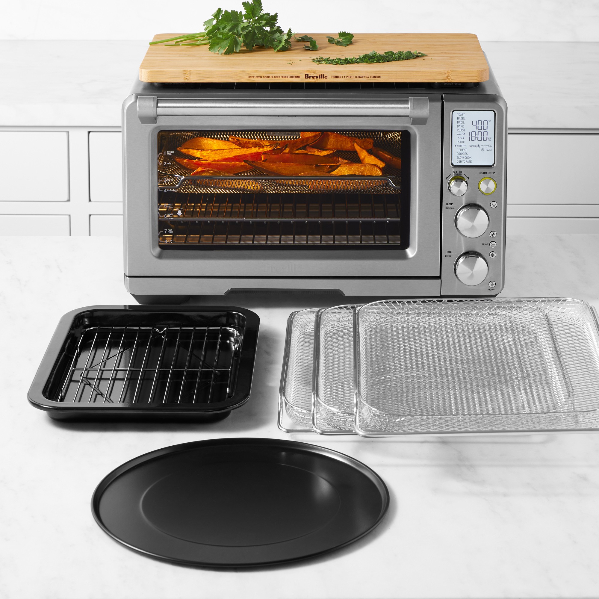 Breville Smart Oven Air Fryer Pro with Cutting Board & Mesh Baskets Simolary simolary.com