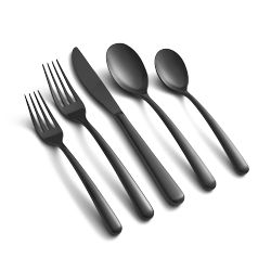 OPEN BOX:Soiree 5-Piece Flatware Set, Black Satin