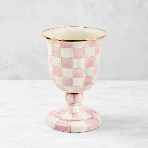 MacKenzie-Childs Rosy Check Pedestal Vase Simolary simolary.com