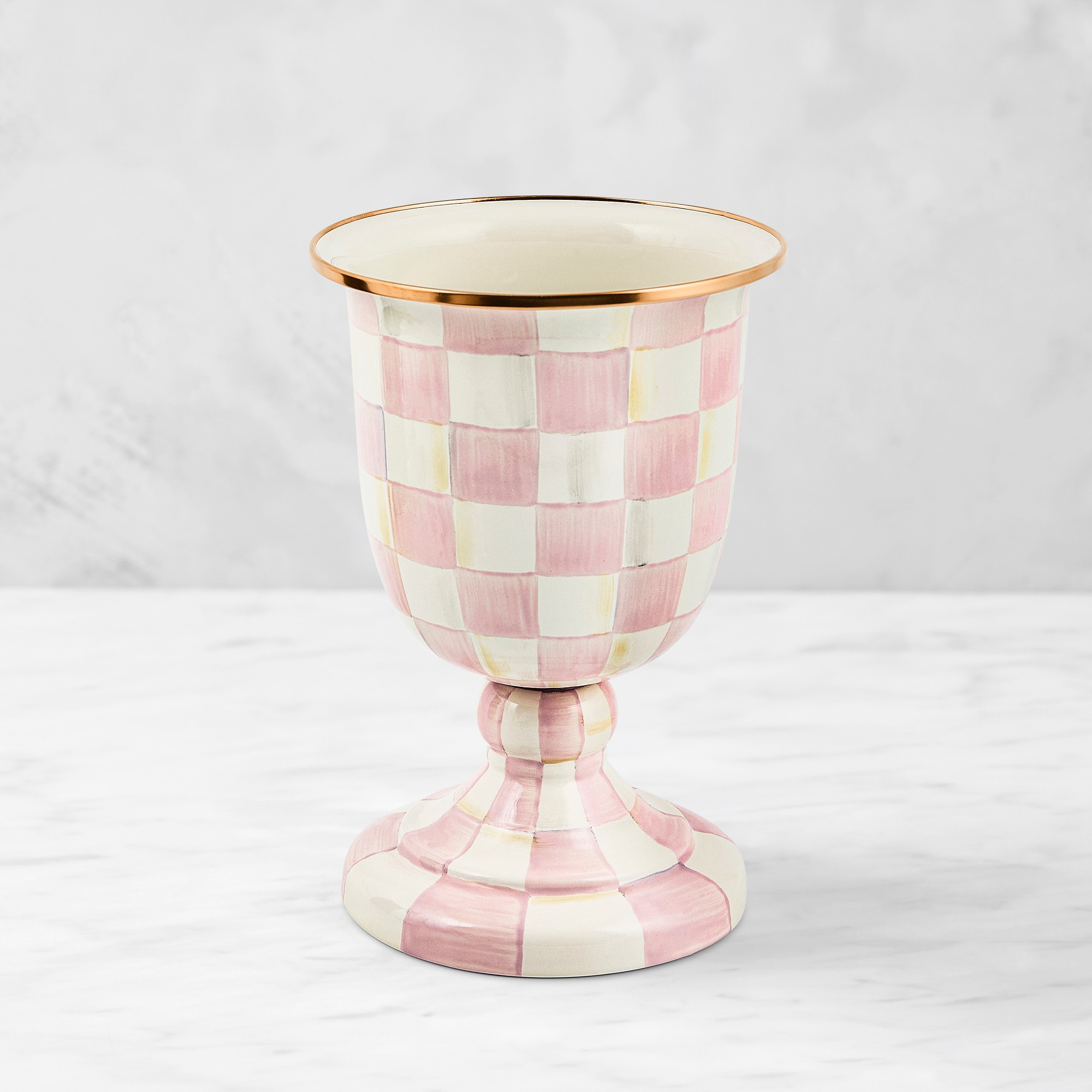 MacKenzie-Childs Rosy Check Pedestal Vase Simolary simolary.com