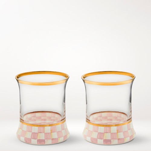 MacKenzie-Childs Rosy Check Tumblers, 8-Oz Simolary simolary.com