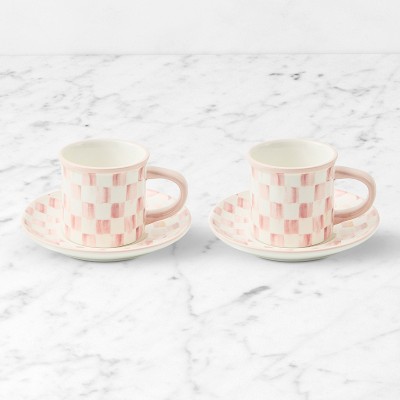 MacKenzie-Childs Rosy Check Espresso Cup & Saucers, Set of 2 Simolary simolary.com 9