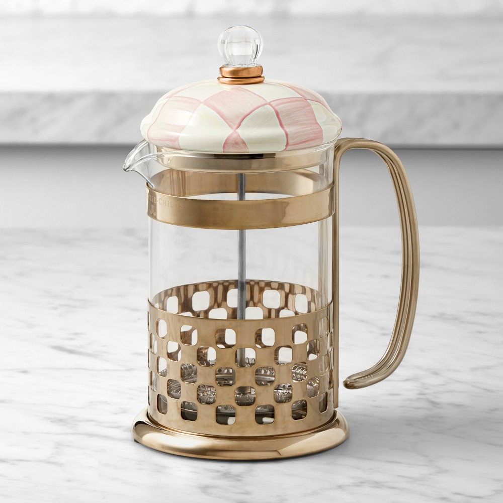 MacKenzie-Childs Rosy Check French Press - Rosy Check