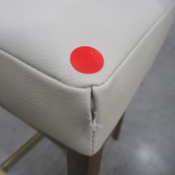 OPEN BOX: Emma Counter Stool, Standard, Performance Vegan Pebbled Leather, Ivory, Antique Brass