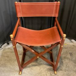 OPEN BOX: Directors Chair, Mahogony, Camel Leather