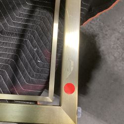 OPEN BOX:Bradley Curved Back Side Chair, Performance Slub Weave White, Antique Brass