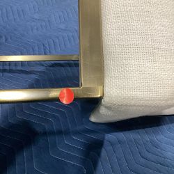 OPEN BOX:Bradley Curved Back Side Chair, Performance Slub Weave White, Antique Brass