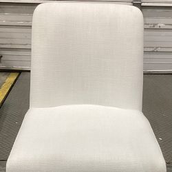 OPEN BOX:Bradley Curved Back Side Chair, Performance Slub Weave White, Antique Brass