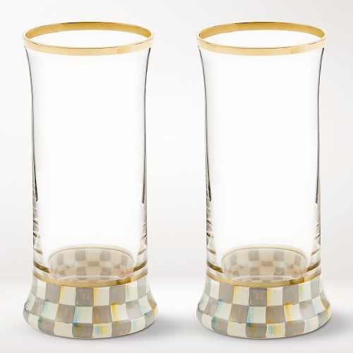 MacKenzie-Childs Sterling Check Highball Glasses Simolary simolary.com