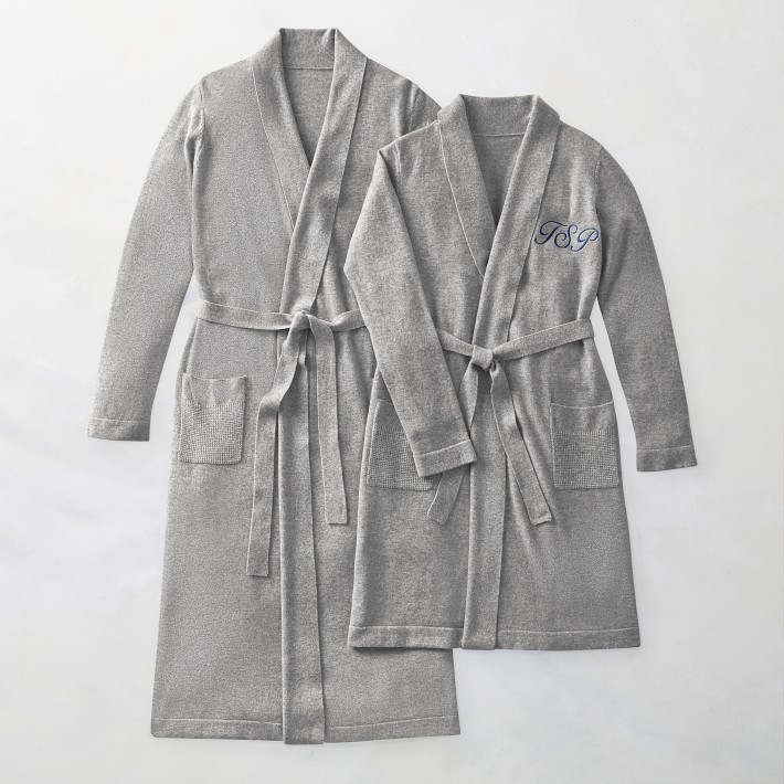 grey cashmere dressing gown Long Robe, Small, Gray dressing gown mens