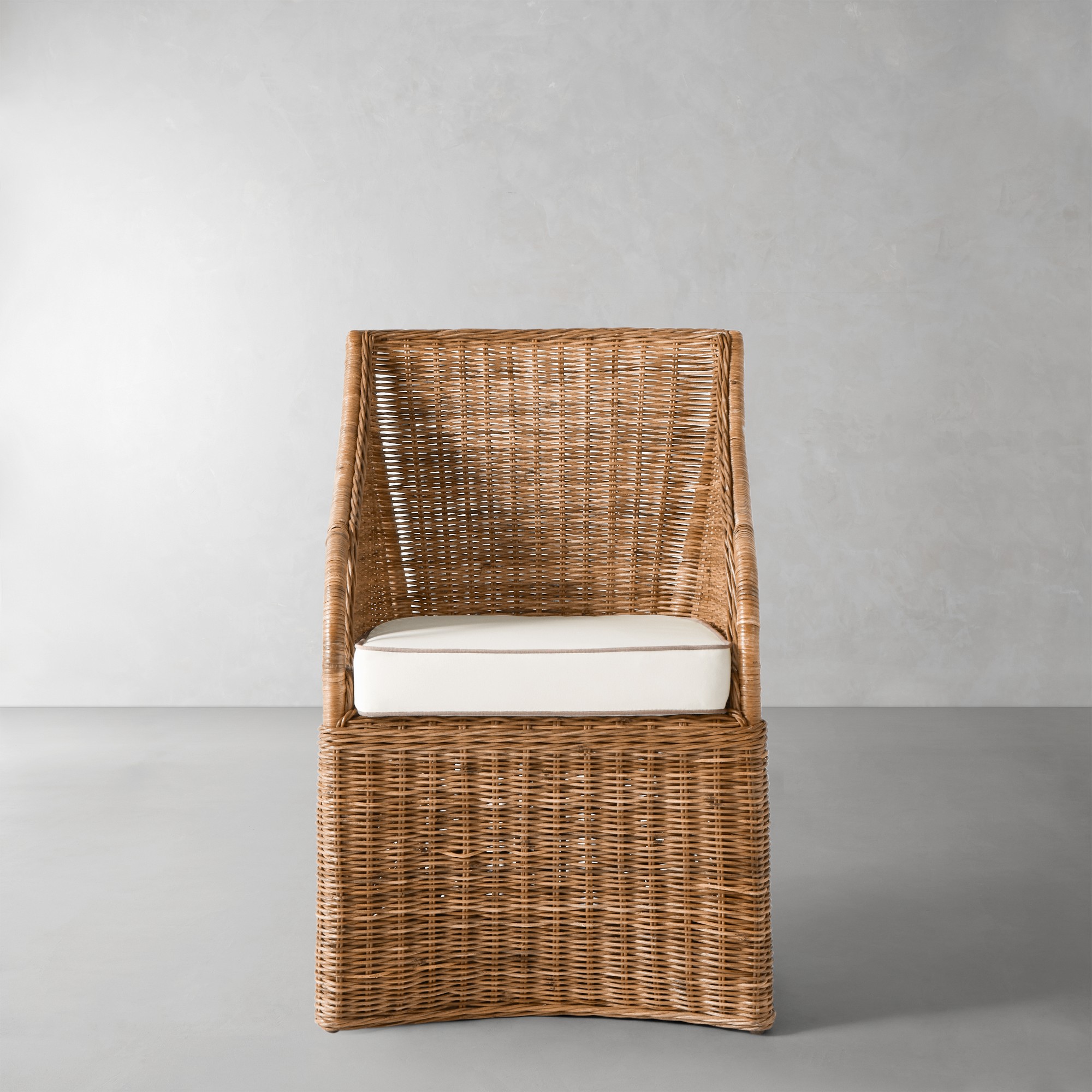 Sunbrella Performance Canvas, White with Flax Piping
