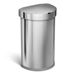 OPEN BOX:simplehuman™ 45L Semi Round Sensor Can, Stainless-Steel
