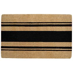 French Stripe Doormat, 36" X 22",  Black