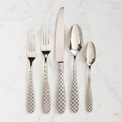MacKenzie-Childs Check Flatware Set, 5-Piece, Silver