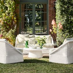 AERIN x Williams Sonoma Home East Hampton Sofa, Club Chairs, &amp; Coffee Table