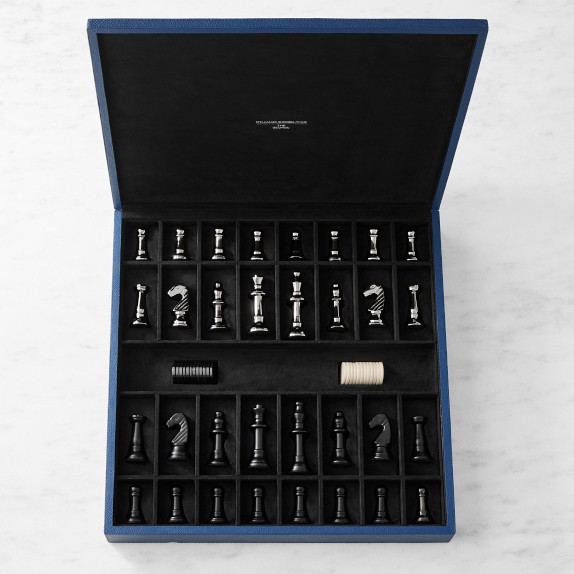 THE GEORGE Leather Chess & Checkers Set | Williams Sonoma