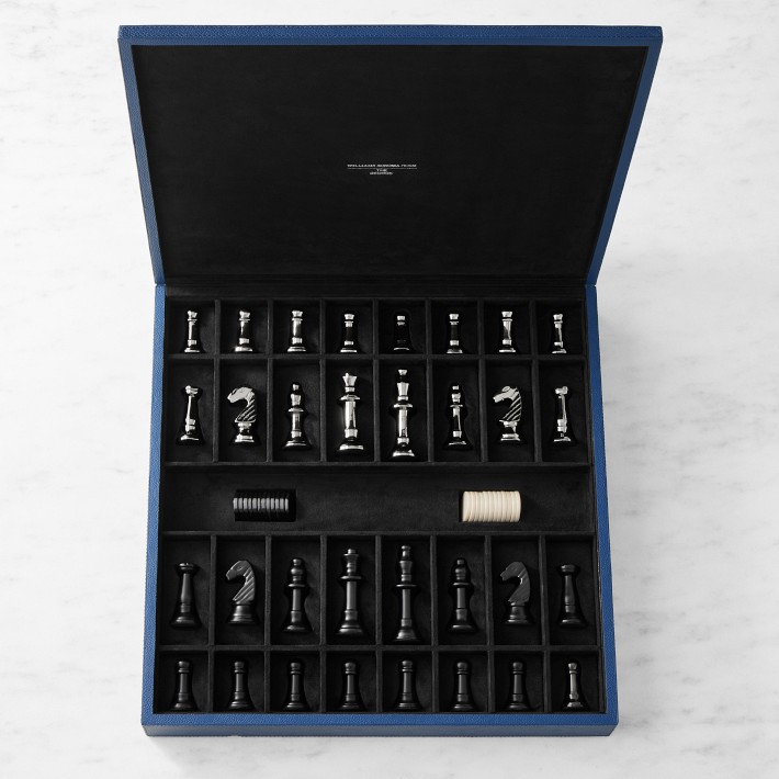 THE GEORGE Leather Chess & Checkers Set | Williams Sonoma
