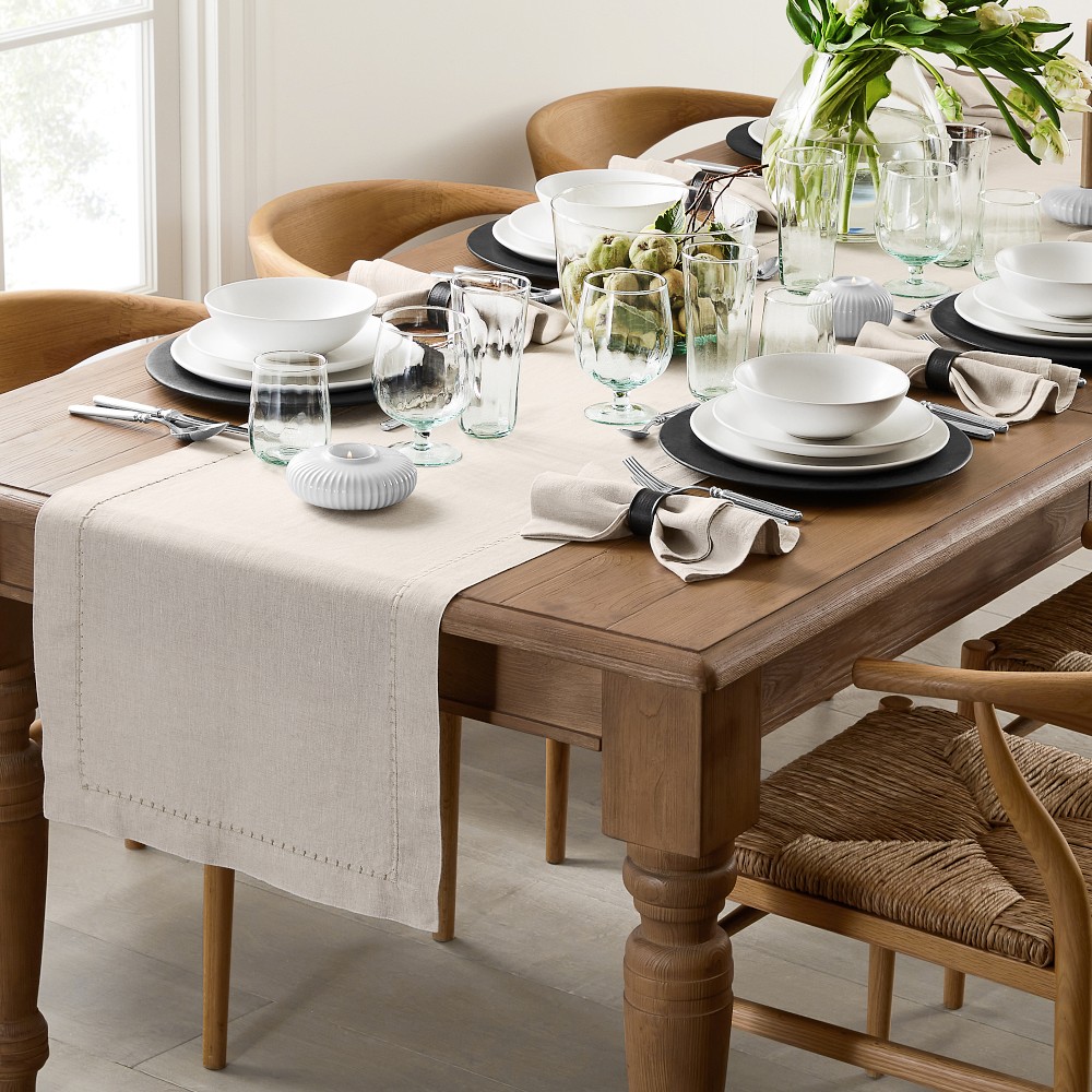 Italian Washed Linen Table Runner - Flax