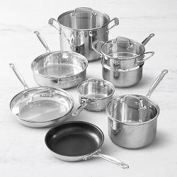 Cuisinart Chef's Classic Stainless-Steel Ceramic Nonstick Mixed Material 14-Piece Cookware Set