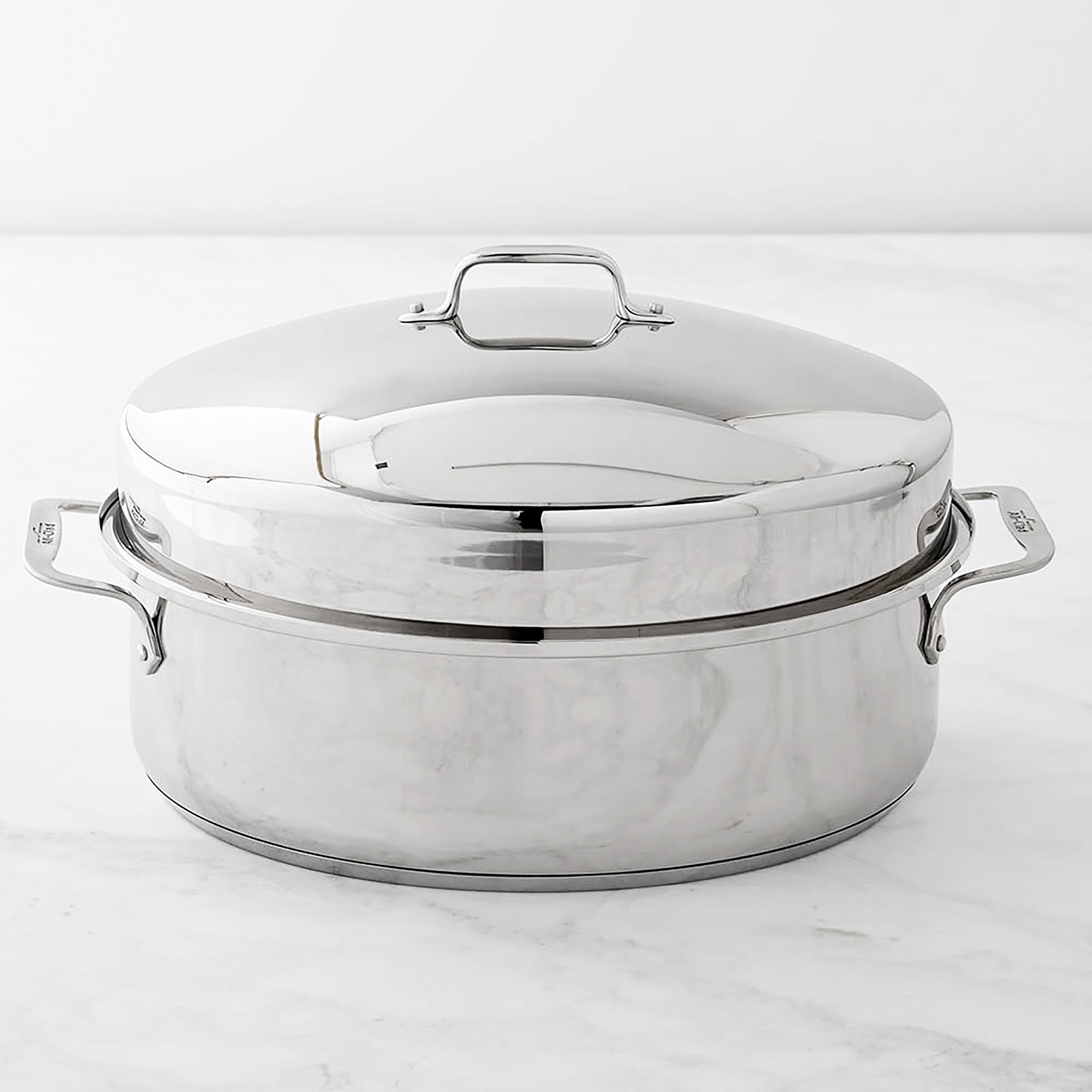 All Clad Stainless-Steel Covered Oval Roasting Pan with Rack Simolary simolary.com 5
