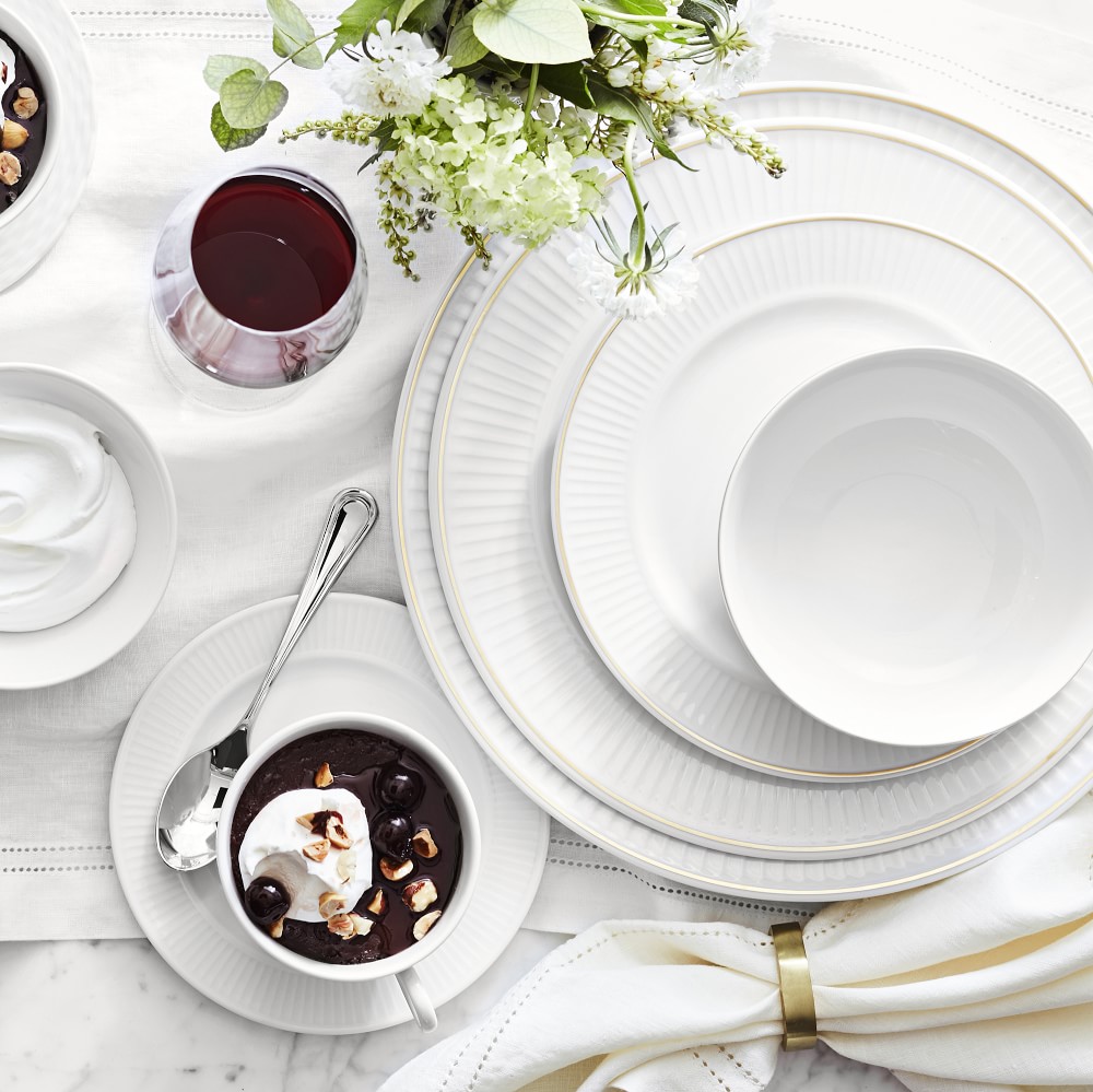 Pillivuyt Plisse Gold Porcelain Dinnerware Collection by Williams Sonoma Home