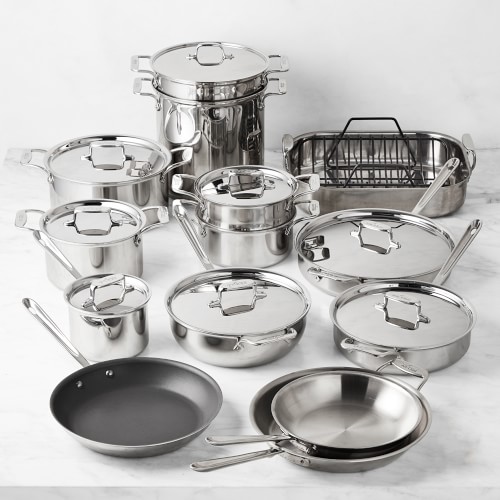All-Clad D5 Polished Stainless-Steel Mixed Material 24-Piece Cookware Set Simolary simolary.com