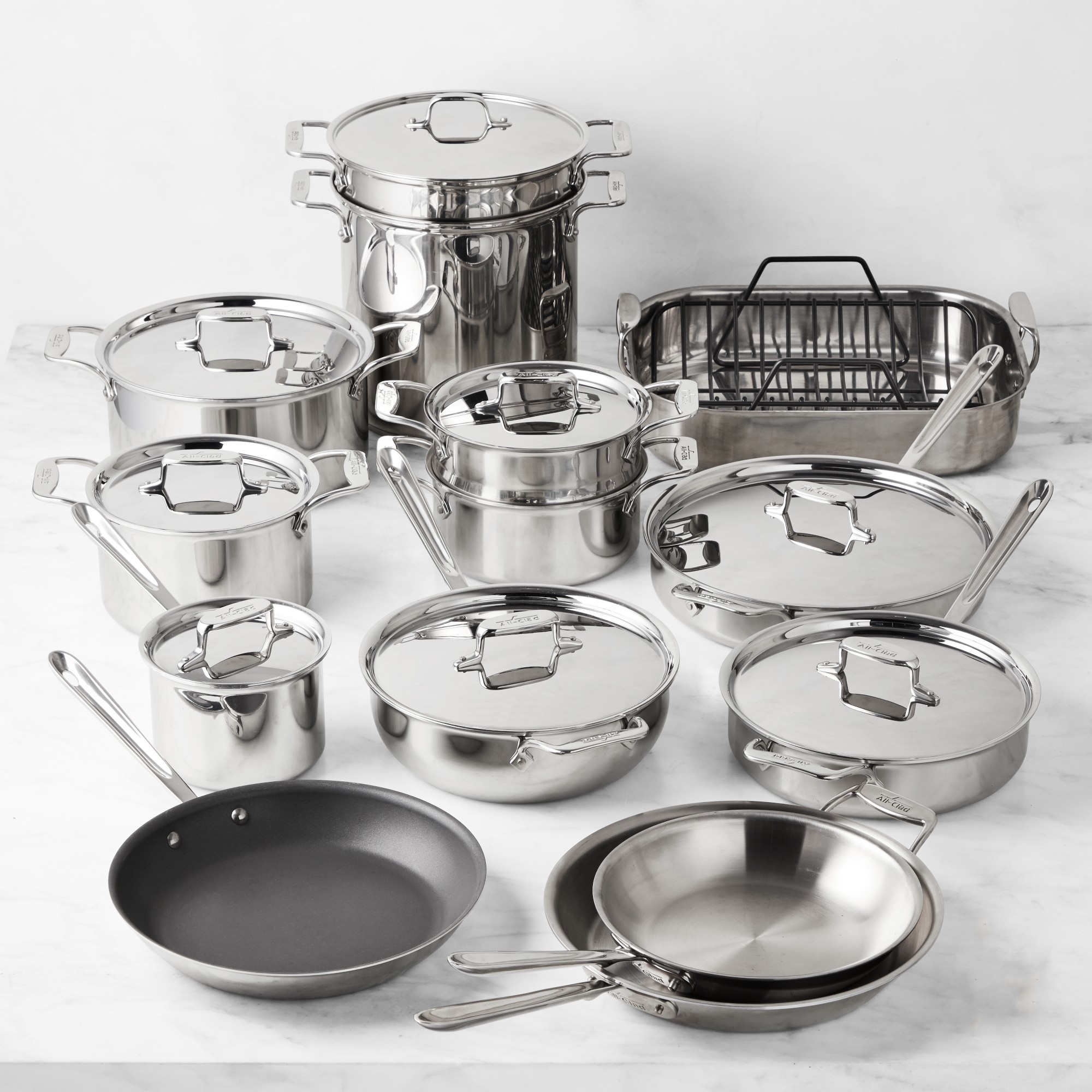 All-Clad D5 Polished Stainless-Steel Mixed Material 24-Piece Cookware Set Sansujyuku sansujyuku.com