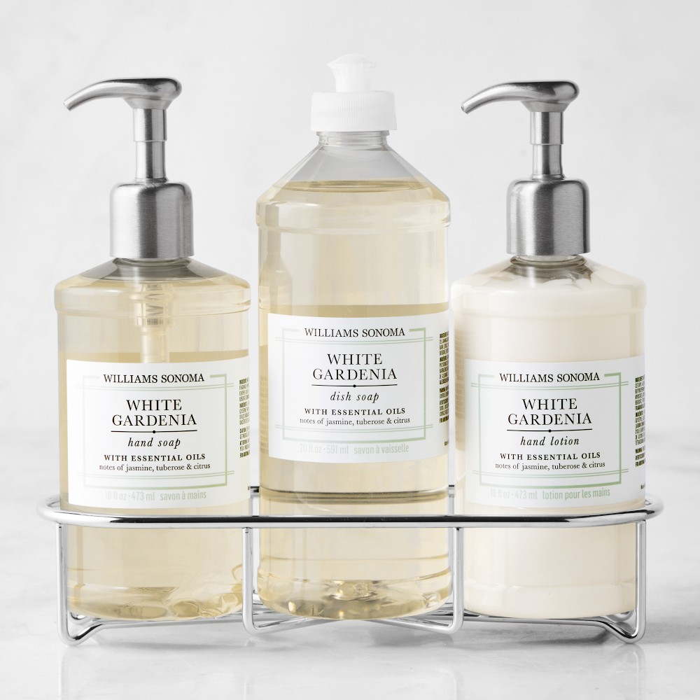 Williams Sonoma White Gardenia Hand Soap, Dish Soap & Lotion 4-Piece Kitchen Set - Matte White
