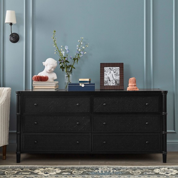 black dresser with cane webbing 59x15x26 in Colonial 6 Drawer Color:Canary Gold pulls provide a SEPHORA COLLECTION Retractable Rouge SPECIAL OCCASION DRESSES