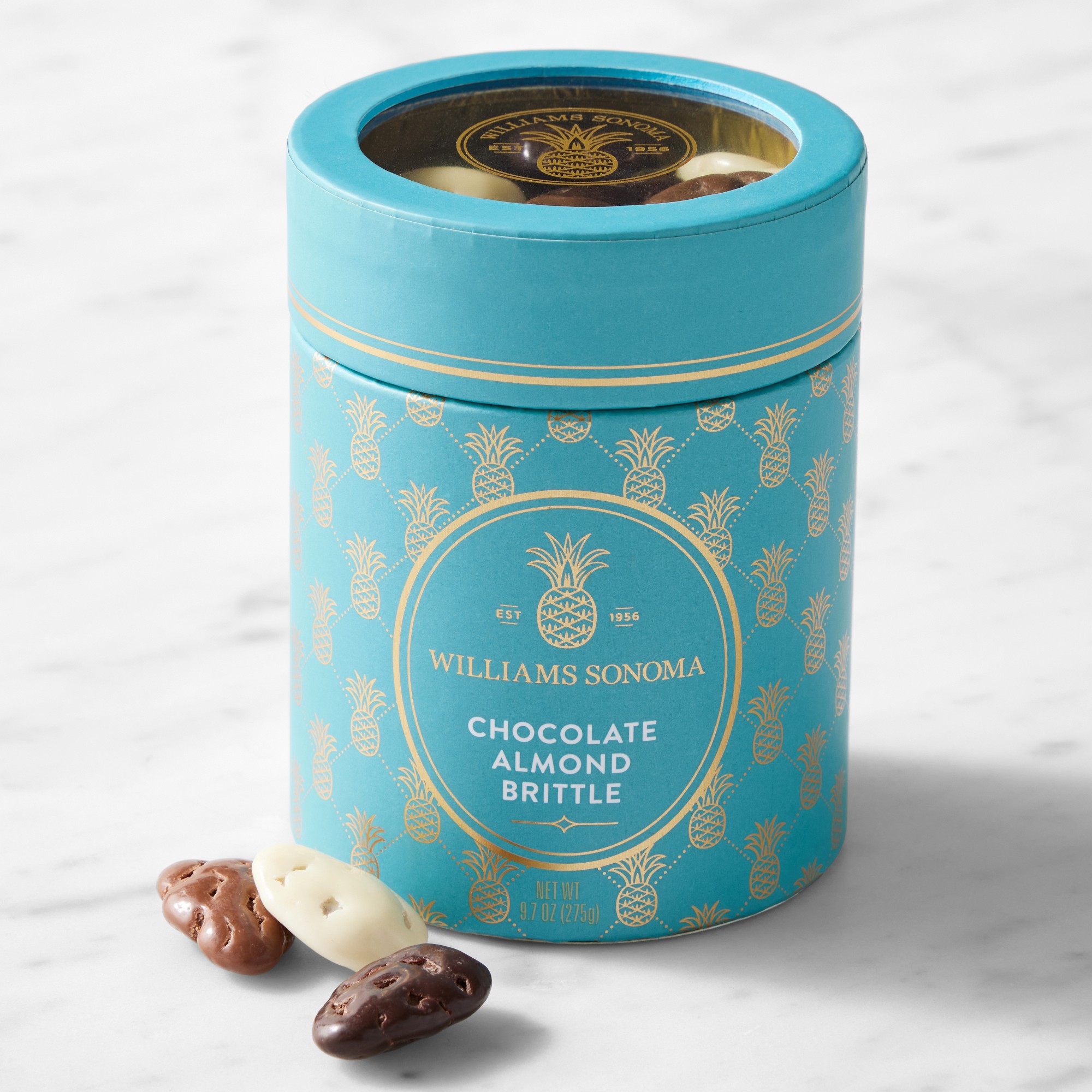 Heritage Canister Chocolate Almond Brittle | Williams Sonoma